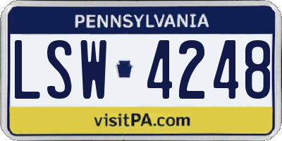 PA license plate LSW4248