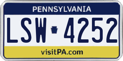 PA license plate LSW4252