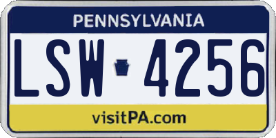 PA license plate LSW4256