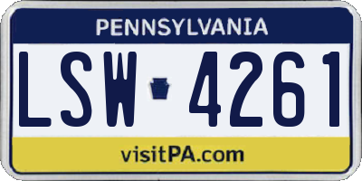 PA license plate LSW4261