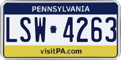 PA license plate LSW4263