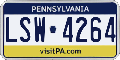 PA license plate LSW4264