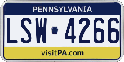PA license plate LSW4266