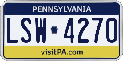 PA license plate LSW4270