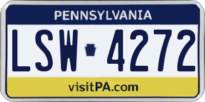 PA license plate LSW4272