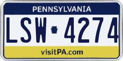 PA license plate LSW4274