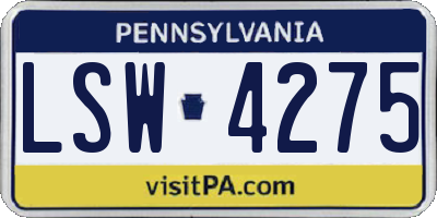 PA license plate LSW4275