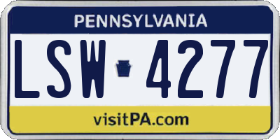 PA license plate LSW4277