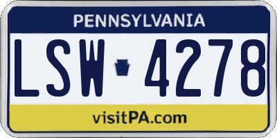 PA license plate LSW4278