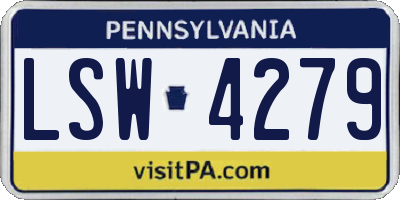 PA license plate LSW4279