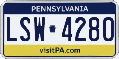 PA license plate LSW4280