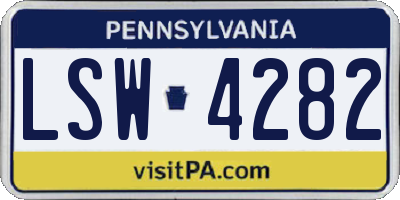 PA license plate LSW4282