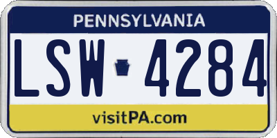 PA license plate LSW4284