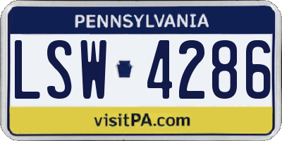 PA license plate LSW4286