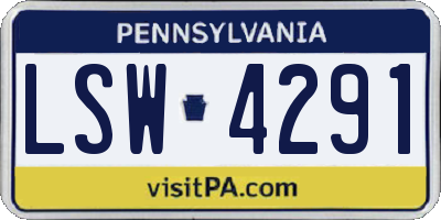 PA license plate LSW4291