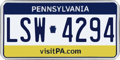 PA license plate LSW4294