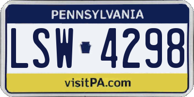 PA license plate LSW4298