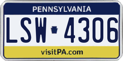 PA license plate LSW4306