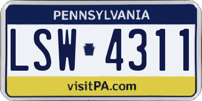 PA license plate LSW4311