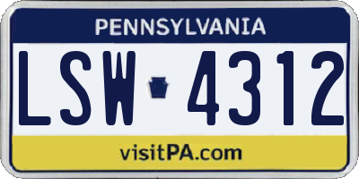 PA license plate LSW4312