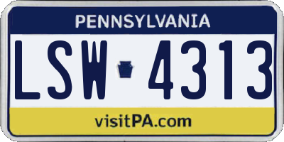 PA license plate LSW4313