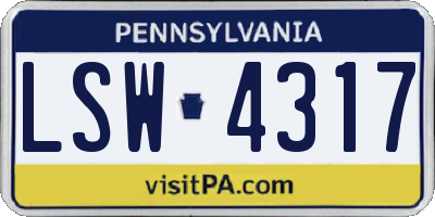 PA license plate LSW4317