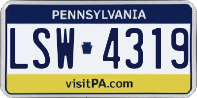 PA license plate LSW4319