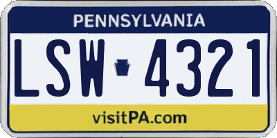 PA license plate LSW4321