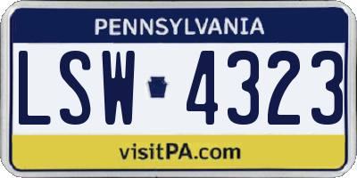 PA license plate LSW4323