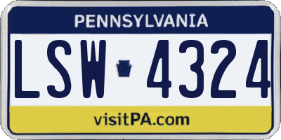PA license plate LSW4324
