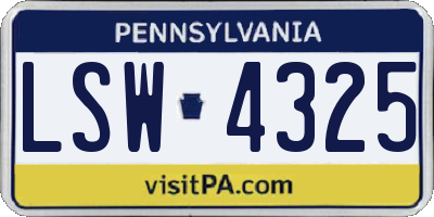 PA license plate LSW4325