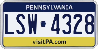 PA license plate LSW4328
