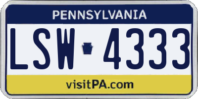 PA license plate LSW4333