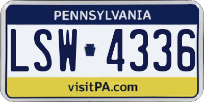 PA license plate LSW4336