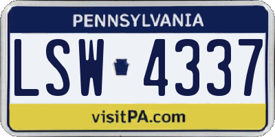 PA license plate LSW4337