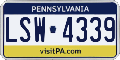 PA license plate LSW4339