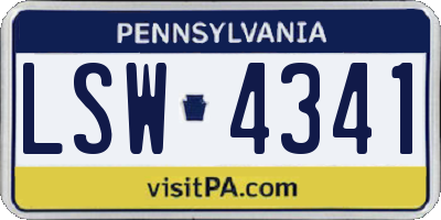 PA license plate LSW4341