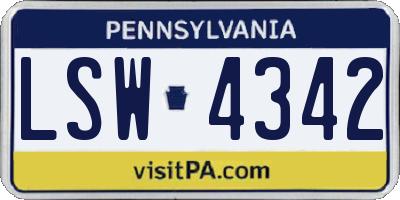 PA license plate LSW4342