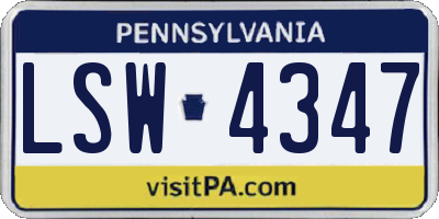 PA license plate LSW4347
