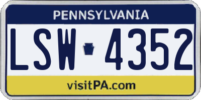 PA license plate LSW4352