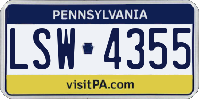 PA license plate LSW4355