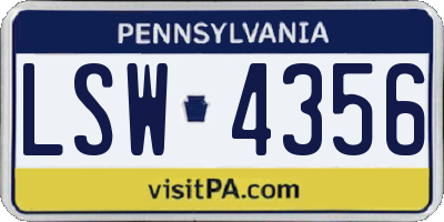 PA license plate LSW4356