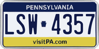 PA license plate LSW4357