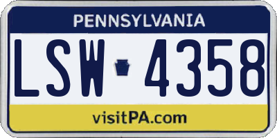 PA license plate LSW4358