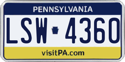 PA license plate LSW4360