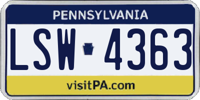 PA license plate LSW4363
