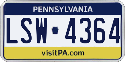 PA license plate LSW4364