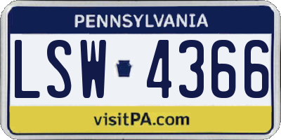 PA license plate LSW4366