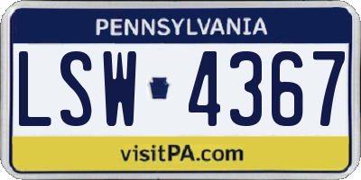 PA license plate LSW4367