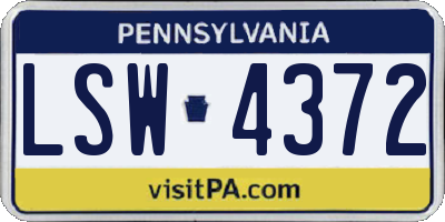 PA license plate LSW4372